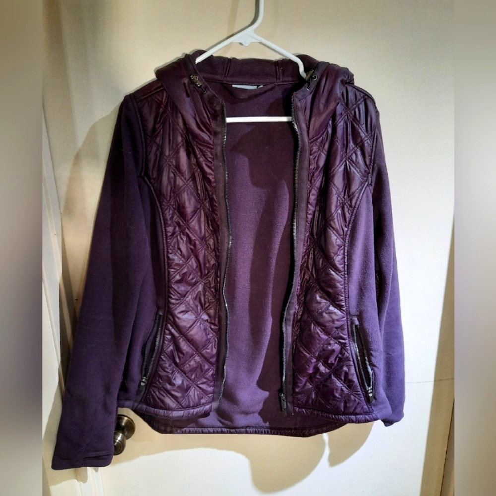 Athleta large fleece hooded jacket purple